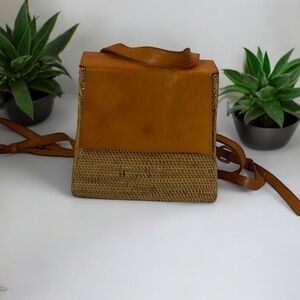 Street Level Tan and Brown Crossbody Bag with Textured Design